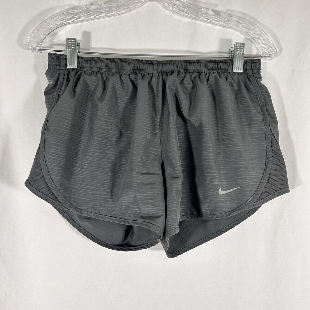 Nike Running Shorts Women's Small Grey Pull On Lined Drawstring Zip Pocket 3" In